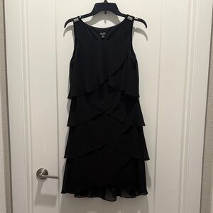 SL Fashions Elegant Black Tiered Mini Dress